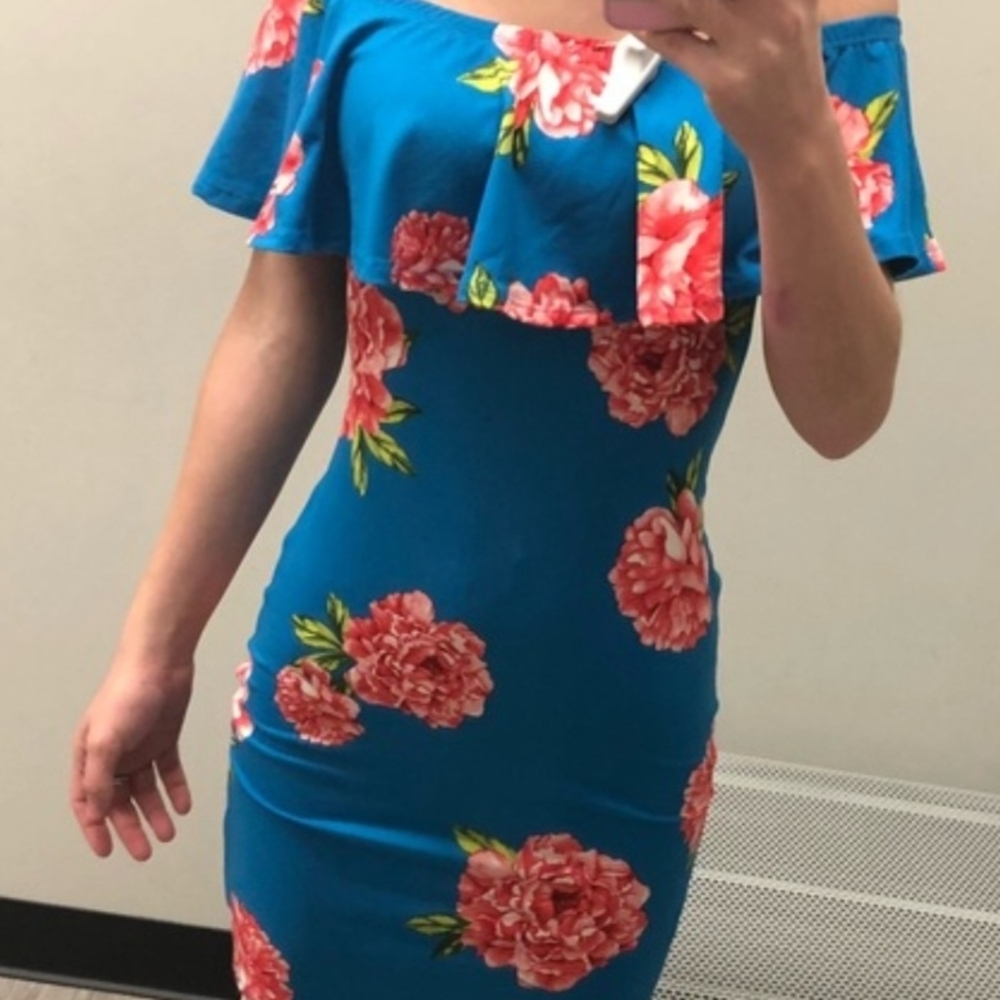 Vibrant Floral Off-Shoulder Dress